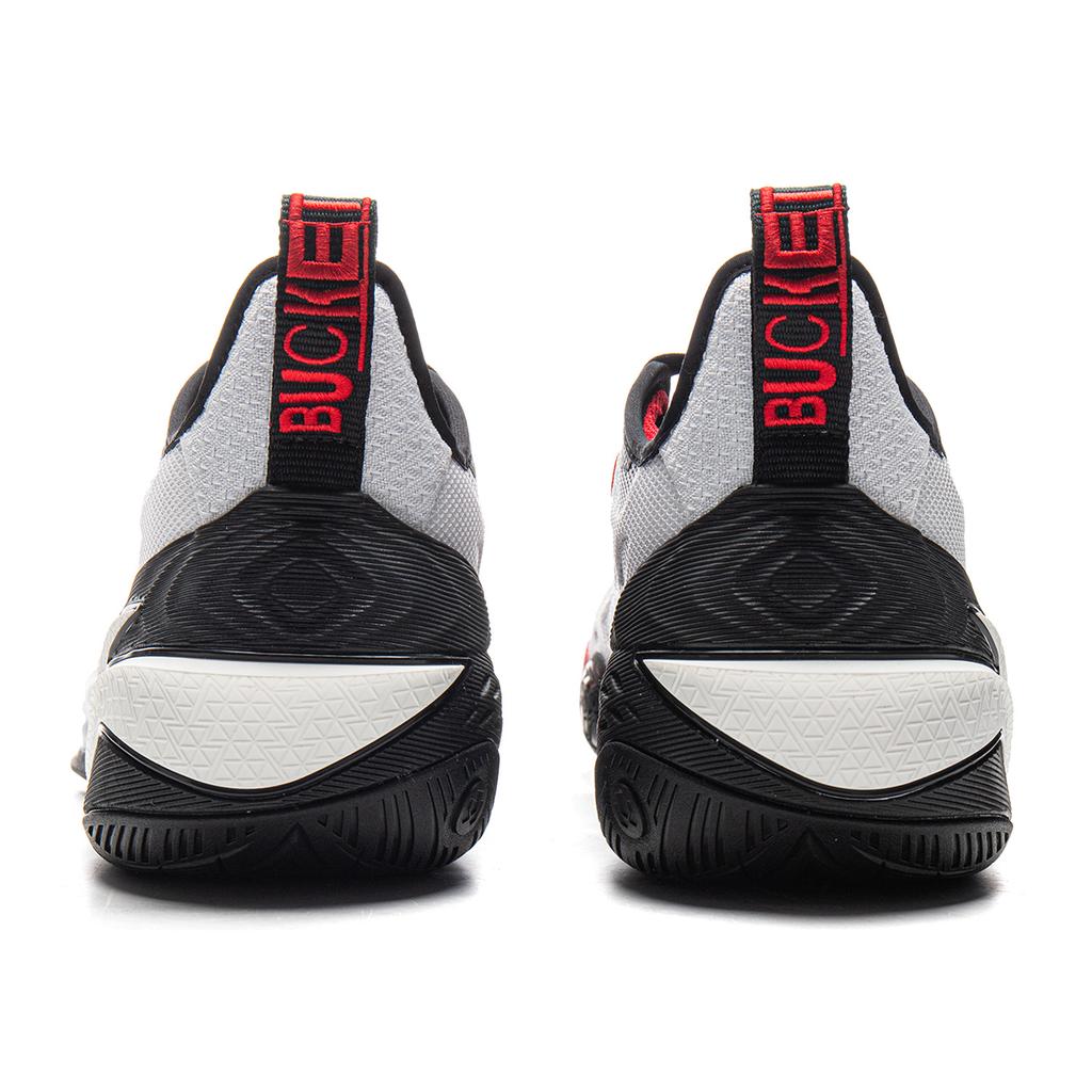 Li Ning Buckets Cushioning Slip Resistant Breathable Low Top Basketball Shoes Men's Black White ABAV051-3