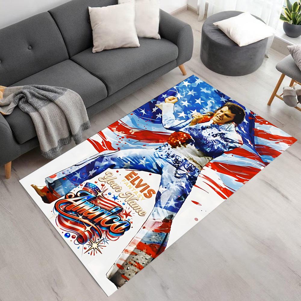 Elvis Presley Customize Your Name Area Rug Perfect for Dining Room Game Room Decorate Room Outdoor Anti-slip Rug Office Home Decor Wedding Party Gift