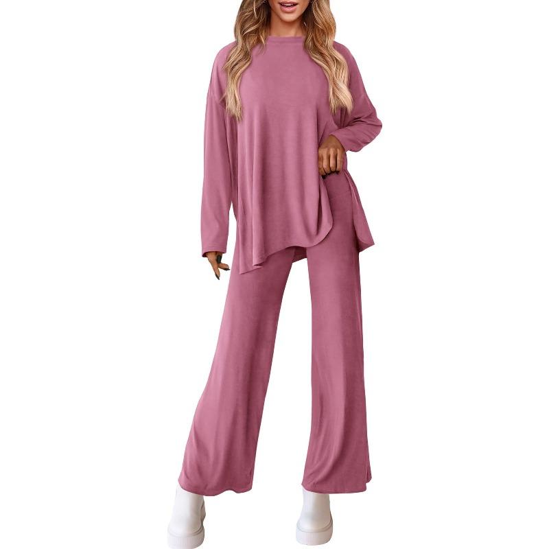 IHUASU Women s Fashion Casual Long Sleeve O-Neck Pants Suits S
