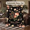 Floral Elegance Frame 1 Theme Throw Blanket Custom Name Text Personalized Blanket Soft Cozy Blanket for Home Sofa Bed