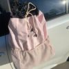 Large capacity nylon sports and leisure backpack 2025 new versatile drawstring schoolbag Korean niche shoulder bag tide