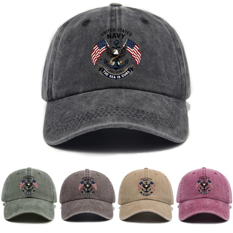 Versatile retro American printed washed old soft top sunshade baseball cap Unisex baseball cap