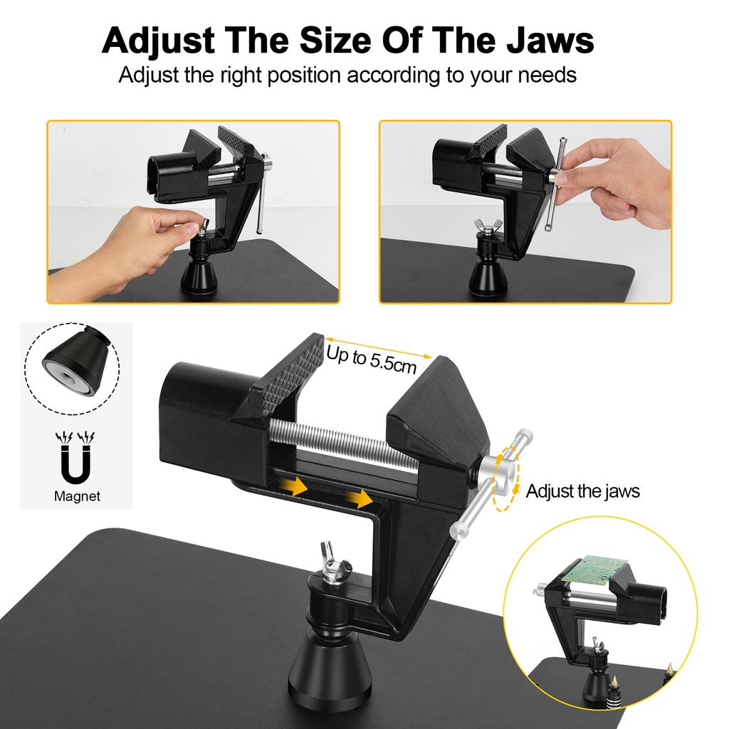 NEWACALOX Magnetic Soldering Helping Hands Third Hand Heavy Duty Base Welding Work Station Hot Air Gun Holder for Solder Repair