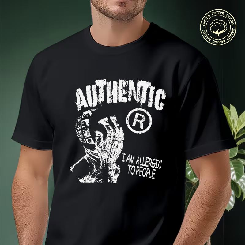 I Am Allergic To People Printed Motorcycle T-Shirt Men Hip Hop Streetwear Unisex Casual Fashion