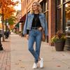 Maglietta a maniche lunghe a costine da donna, top basic casual