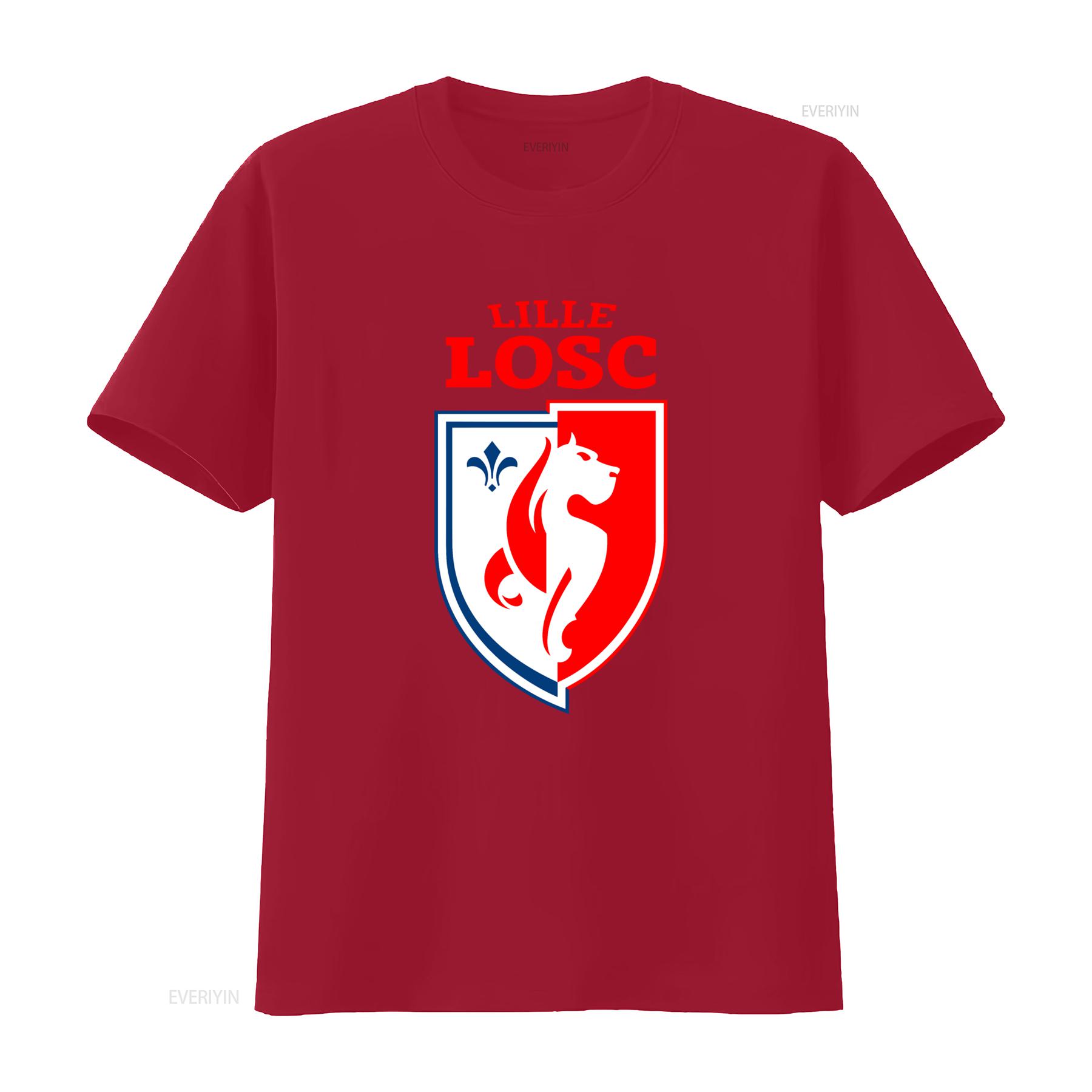 

Lille LOSC Essential Active Mens T Shirt Logo Print Funny Design Sizes S to 5XL vintage Washed Unisex Breathable Versatile S