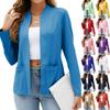 Women's Lightweight Casual Long Sleeve Cardigan with Pockets Color Open Front Top