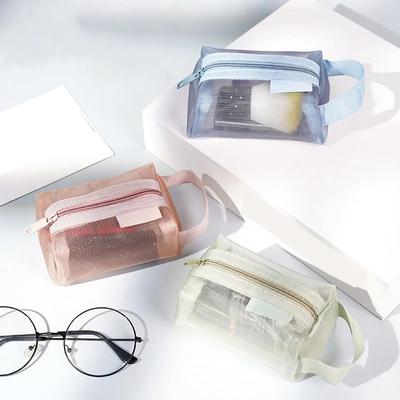Průhledné kosmetické taštičky na zip pro ženy Síťovaná rtěnka Držák na kosmetiku Pouzdro na kapsičky Nylonové mini taštičky na mince na peníze