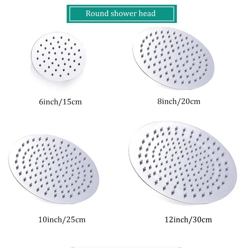 Indoor Bathroom Shower Head Square Round Ultra-thin Stainless Steel Bathroom Shower Head Bathroom Accessories