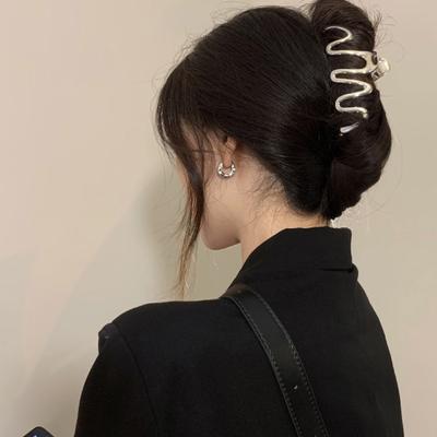 French Style Hair Claw Crossing Teeth Spring Design Tight Irregular Wave Shape Large Hair Clip