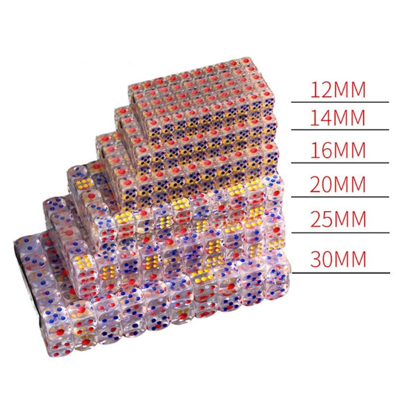 10x Acrylic Dice Transparent 6 Sided Colorful Dice Casino Poker Game Bar Party Crystal Dices Children Board Game Toy