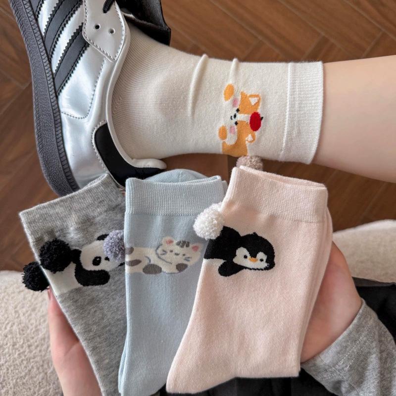 1Pair Cotton Comfortable Animal Egg Socks Skin-Friendly Cartoon Cartoon Multi-element Three-dimensional Print