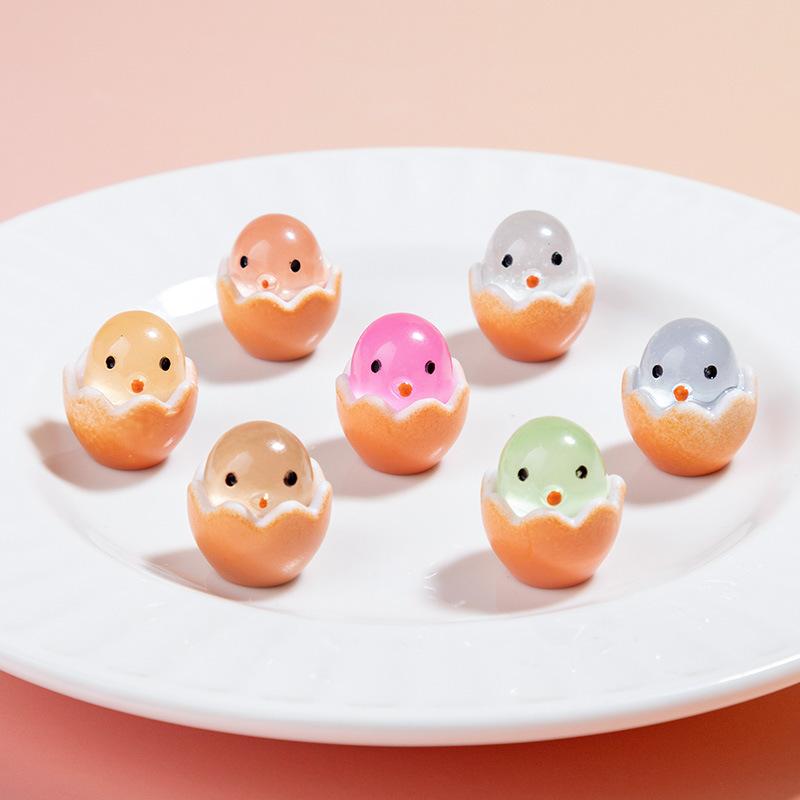 10pcs Luminous Eggshell Chick Children's Novelty Toy Kindergarten Gift DIY Resin Micro Landscape Ornament