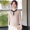 Elegant Spring Knitwear 2026: Stylish Gauze Sleeve Top for Middle-aged & Elderly Women