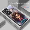 Mädchen mit lockigen Haaren Für Oppo A79 5G 58 78 74 60 4G Reno 11F Realme GT 6 11 Note 50 10 C55 X2 Gehärtetes Glas Schwarze Handyhülle