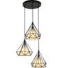 Nordic Modern Diamond Pendant Lamp Originality Living Room Bedroom Board Room Decoration Chandeliers Simple Iron Cloth LED Light