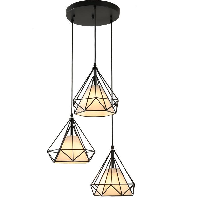 Nordic Modern Diamond Pendant Lamp Originality Living Room Bedroom Board Room Decoration Chandeliers Simple Iron Cloth LED Light