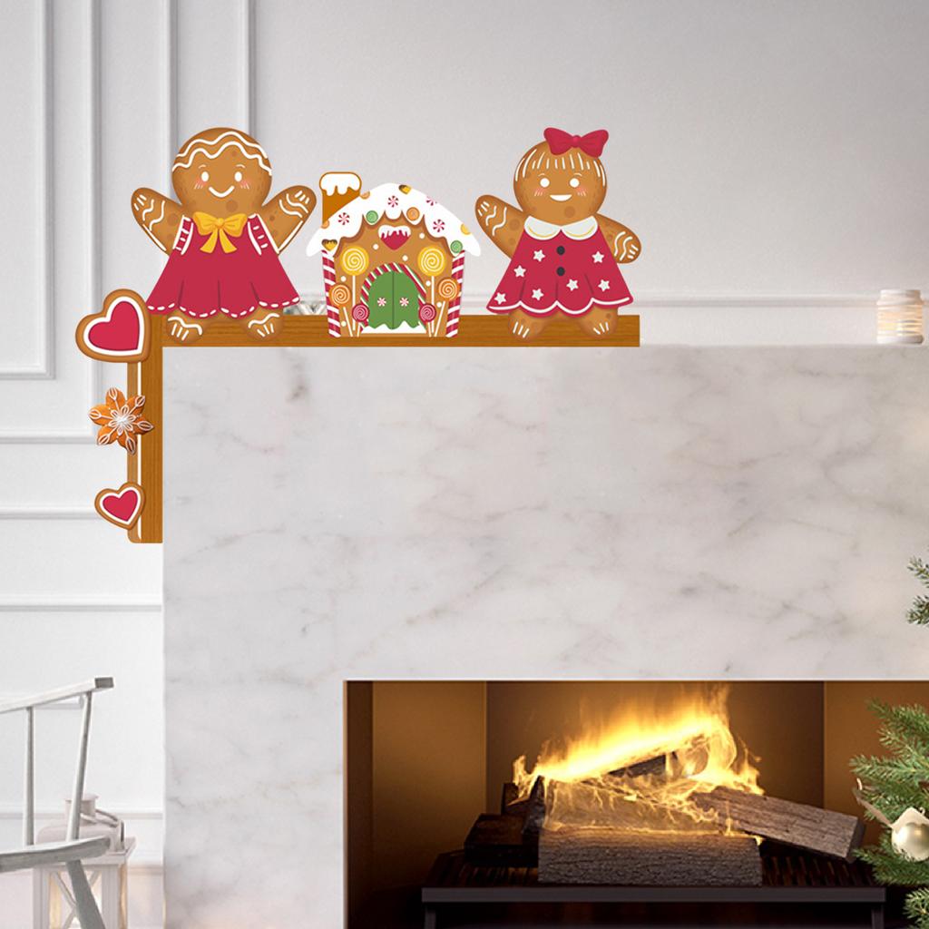 2 Pcs Christmas Gingerbread Man Wooden Door Frame Decoration Merry Christmas Decor Xmas Ornament Xmas Party Favor Supplies