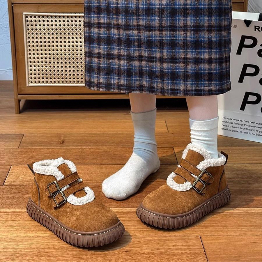 Fleece warm snow boots women's 2025 winter new temperament French furry short boots fashion versatile cotton boots