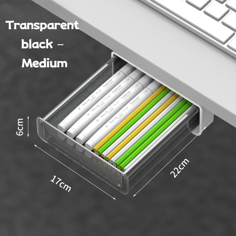 Under Desk Organizer Drawer Hidden Slide Out Storage Tray With Adhesive Clear Large Capacity For Stationery Sundries Space Saver 2970₽