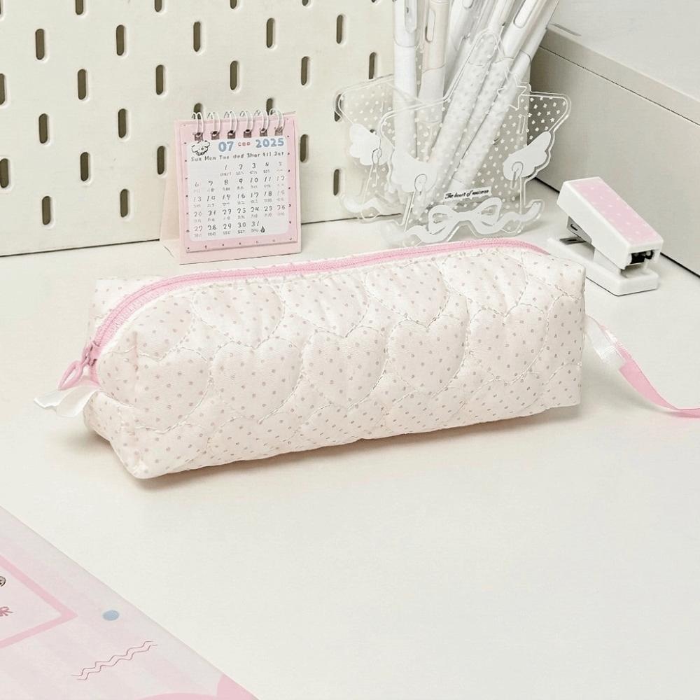Desktop Storage Polka Dot Pencil Case Cloth Pencil Pouch Simple Pen Bag Office