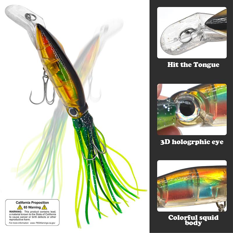 Sea Fishing Long Shot Big Octopus Squid Bait Luya Bait Fake Bait With Beard Plastic Squid Bait