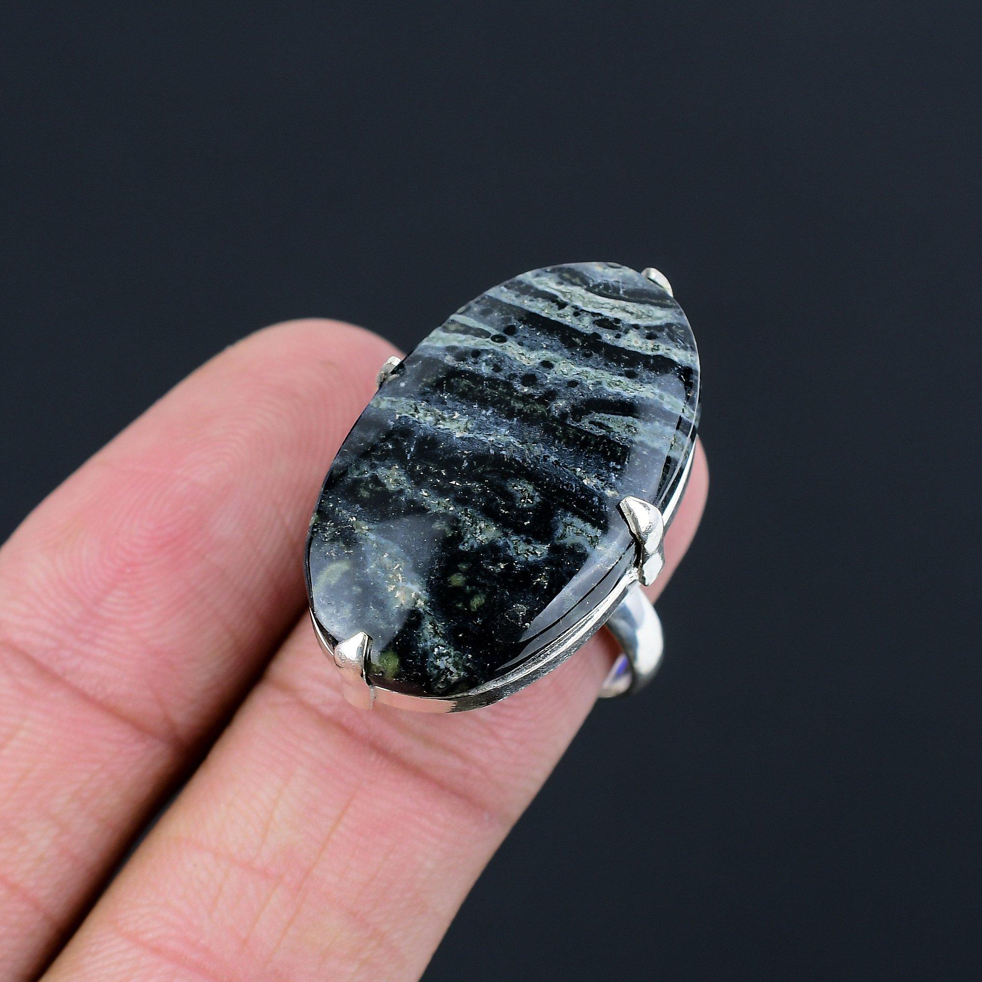 Memorial Day Sale Kambaba Jasper Stone Stackable Ring Jewelry 925 Silver US 8 8