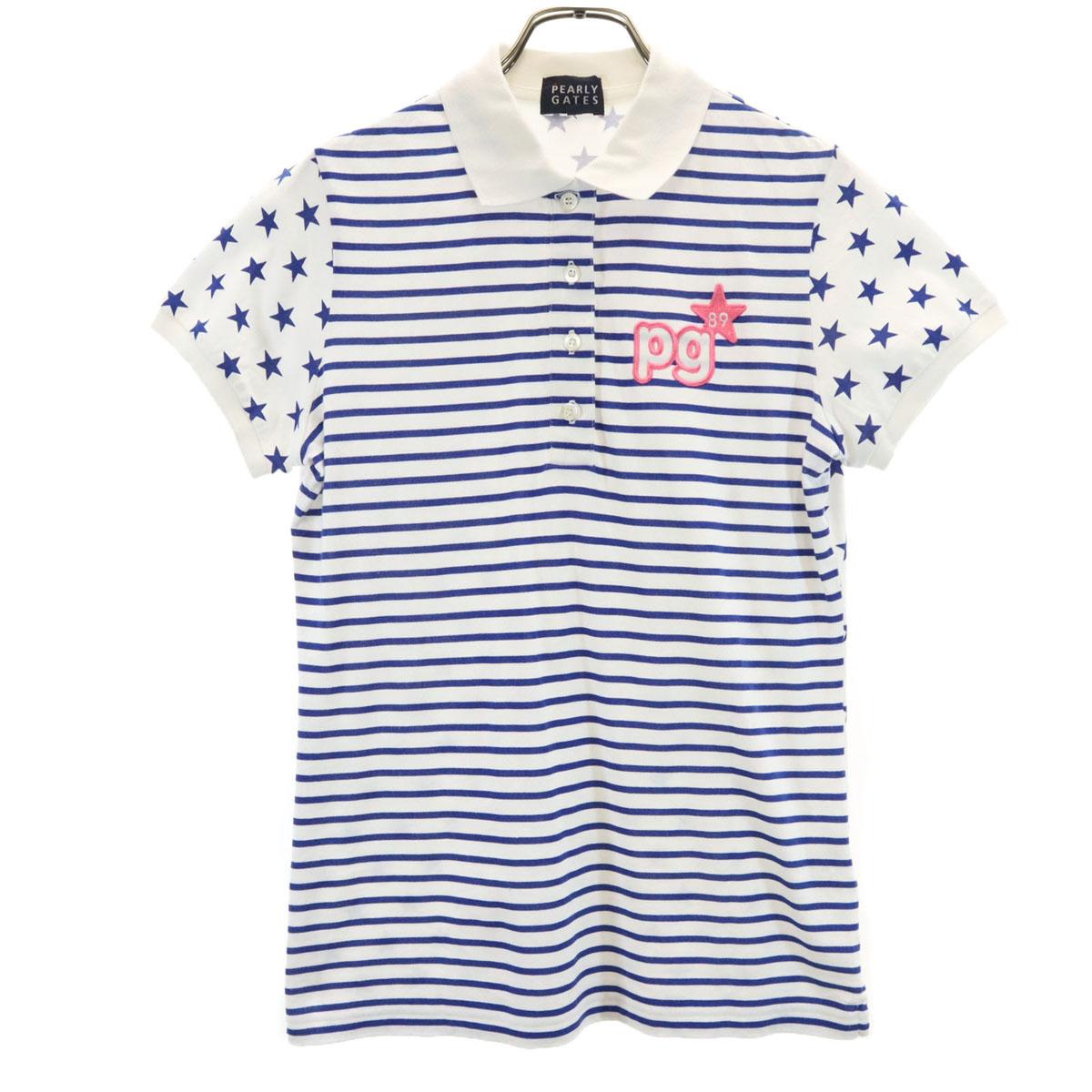 

PEARLY GATES сделано в Японии Поло с коротким рукавом для гольфа с узором «Звезда в полоску» Женское Б/У