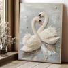Elegant White Swan Pearl Bead Painting Kit with Frame Sparkling Canvas Art Romantic Bedroom Decor Gift for Adults Home Wall Decor