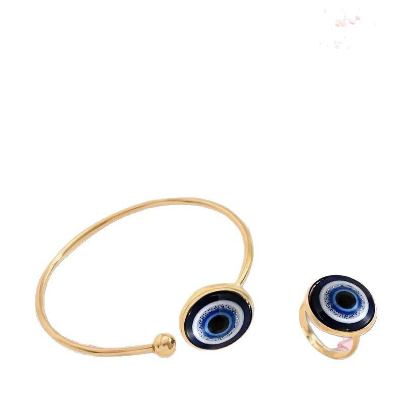 Two-piece Devil's Eye Bracelet Ring Set