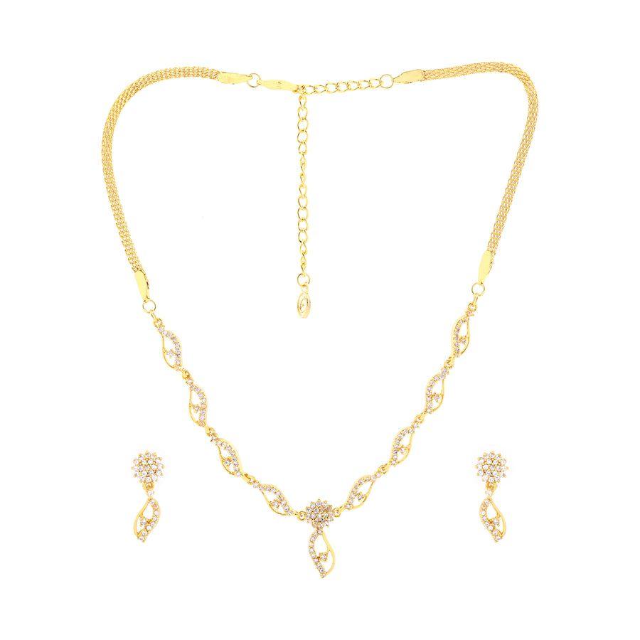Elegant Estele Gold Plated Zirconia Necklace Set For Women