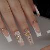 Noste Dlouhý Francouzský Ručně Dělaný Manikúrní Kousek Kamínkový Postupný Přechod Odnímatelná Nálepka na Nehty