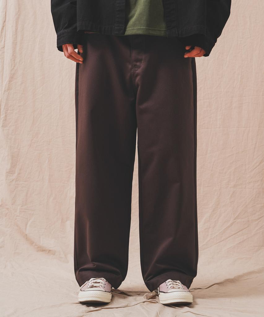 PERSTEP Mix Wide Chino Pants Dark Brown Julp4687