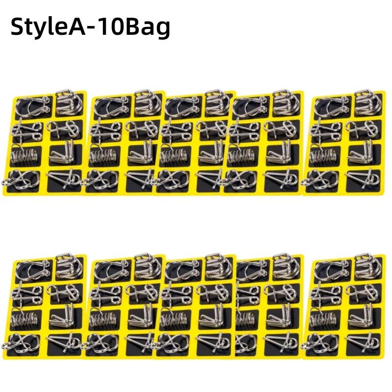 8Pcs/Set Metal Unlock Puzzle Toy Brain Teaser Rings for Adults Office Party IQ Logic Game Stress Relief Gift Box Fidget Tool