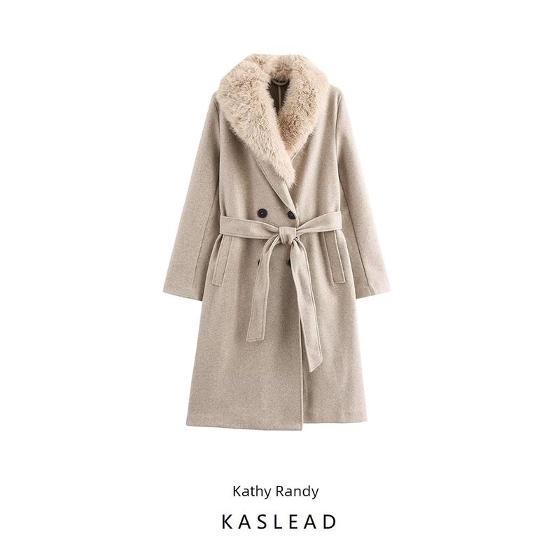 Kaslead New Arrival Women's Clothing Fashion Style Fashion Minimalist Faux Fur Collar Coat Outwear 3046353