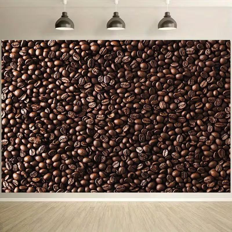 2D Roasted Coffee Beans Backdrop, Coffee Bar Photo Background for Cafe