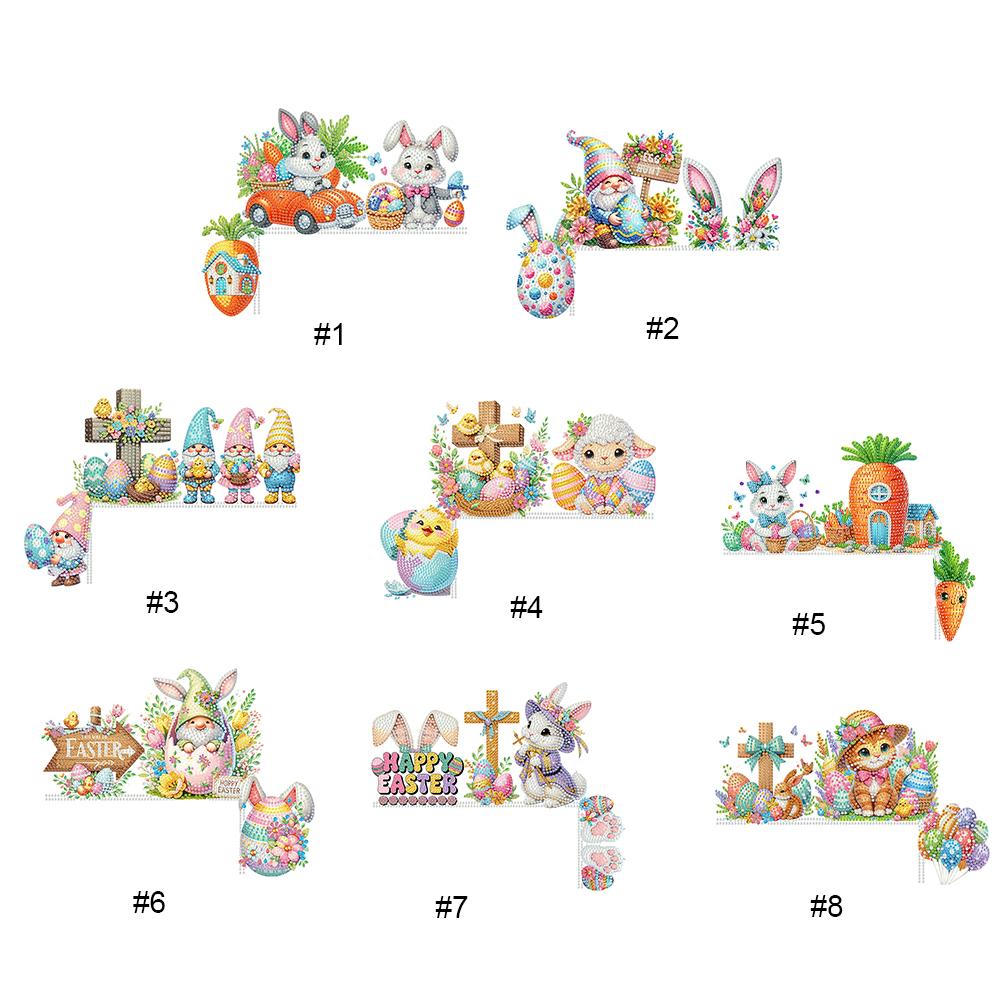 Easter Egg Gnome Rhinestone Door Frame Decor Diamond Art Door Right Angle Sign Wood Door Corner Decor for Indoor Outdoor Wall