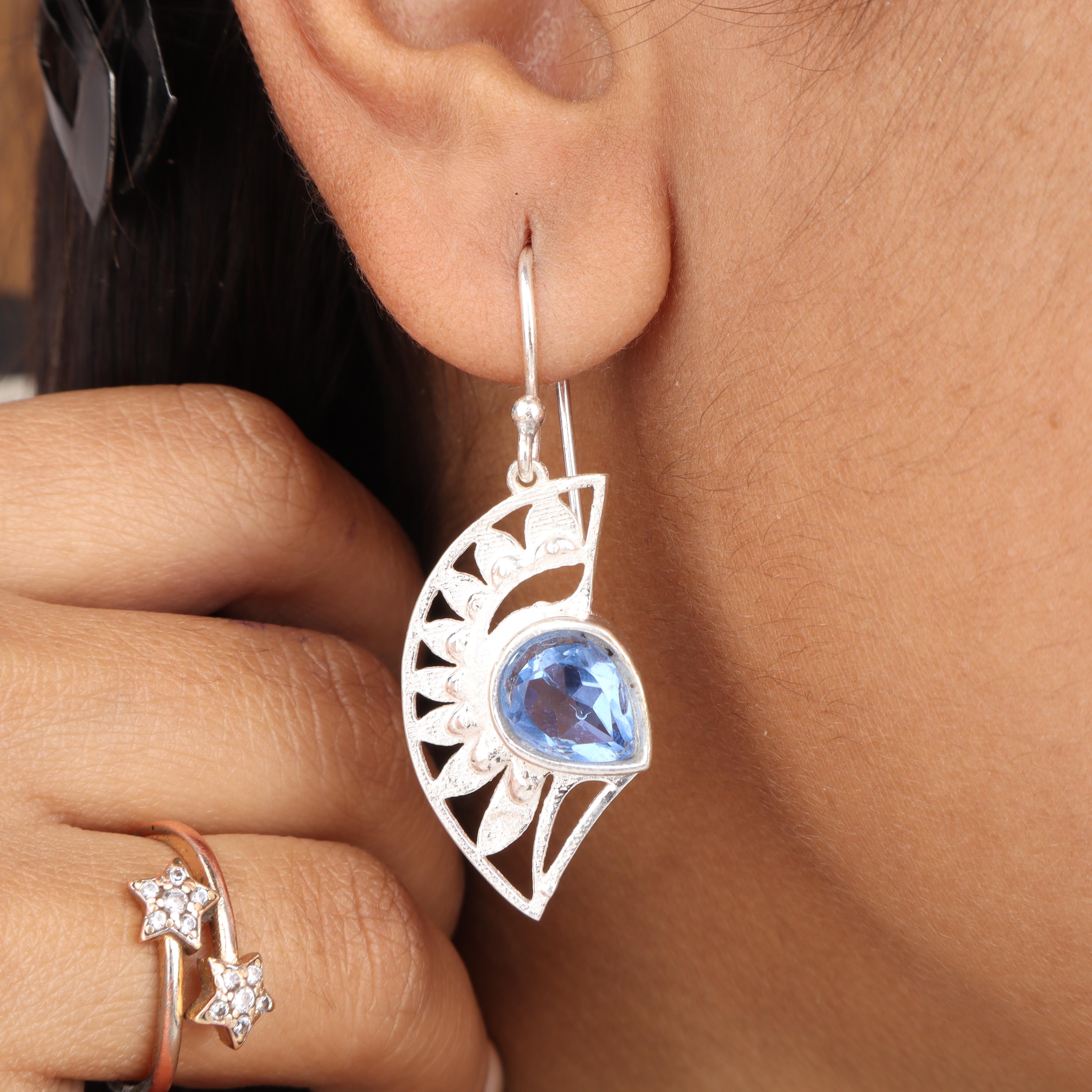 

Синий Танзанит Драгоценный Камень 925 Стерлинговое Серебро Женские Ювелирные Изделия Дизайнерские Подвесные Серьги 1,5 CE-26-14