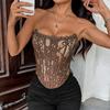 Elegant Pure Desire Lace Backless Slimming Bandeau with Fishbone Buckle