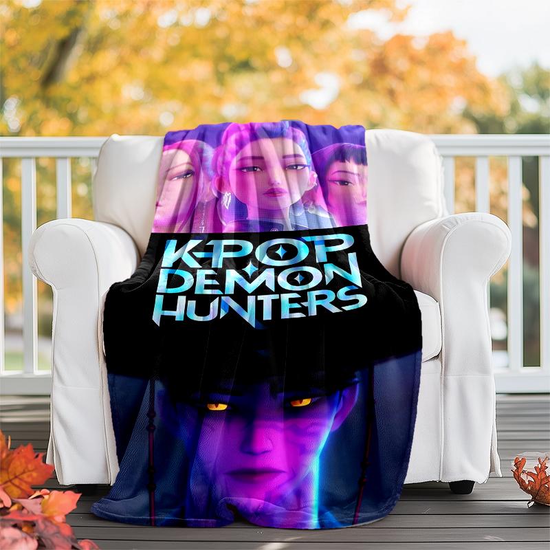 Coperta stampata a tema Cacciatori di Demoni KPop - Perfetta per divano, letto, viaggi e uso all'aperto | Lavabile in lavatrice, accogliente e resistente.