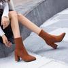Thick Heel Women Short Boots Fashion Slimming Ankle Booties Classic Style Autumn Winter Pointed Toe Women Boots