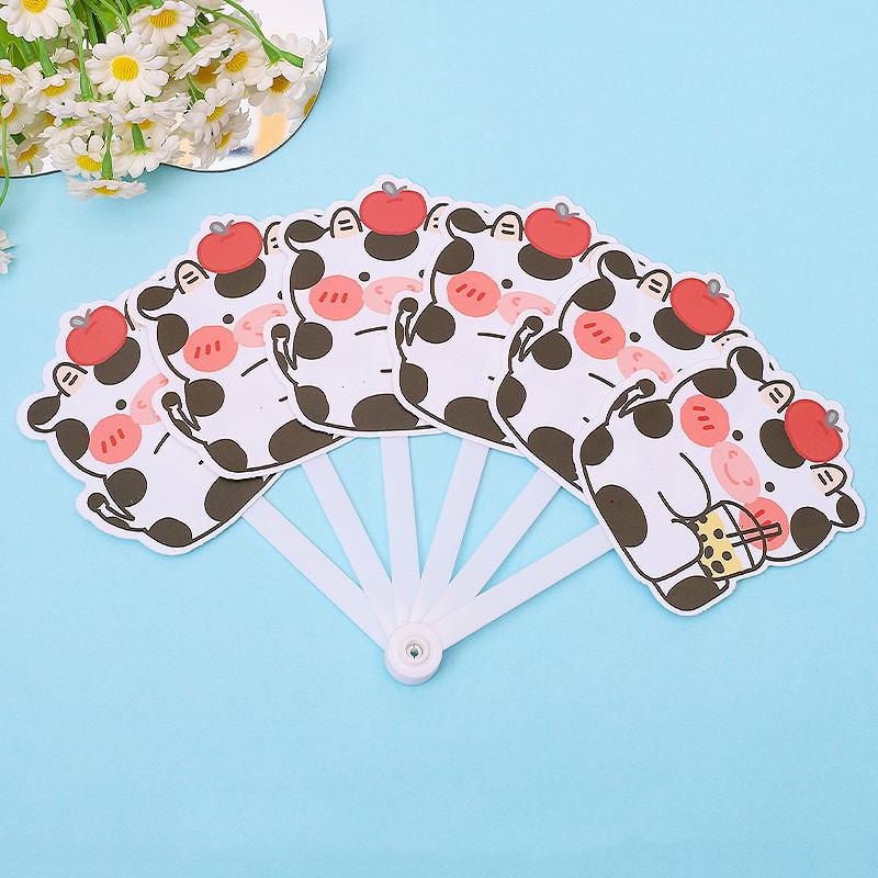 

1 шт., милый мультяшный в форме животного, 6 костей, пластиковый складной вентилятор, летний портативный мини-охлаждающий студенческий ручной вентилятор для девочек, кавайный детский вентилятор