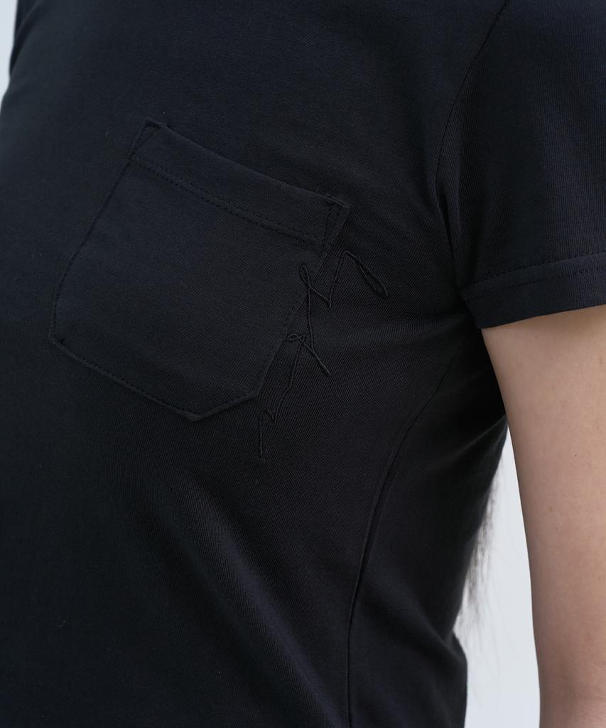 Yuseuteule Chest Pocket Short Sleeve T-Shirt (Black)
