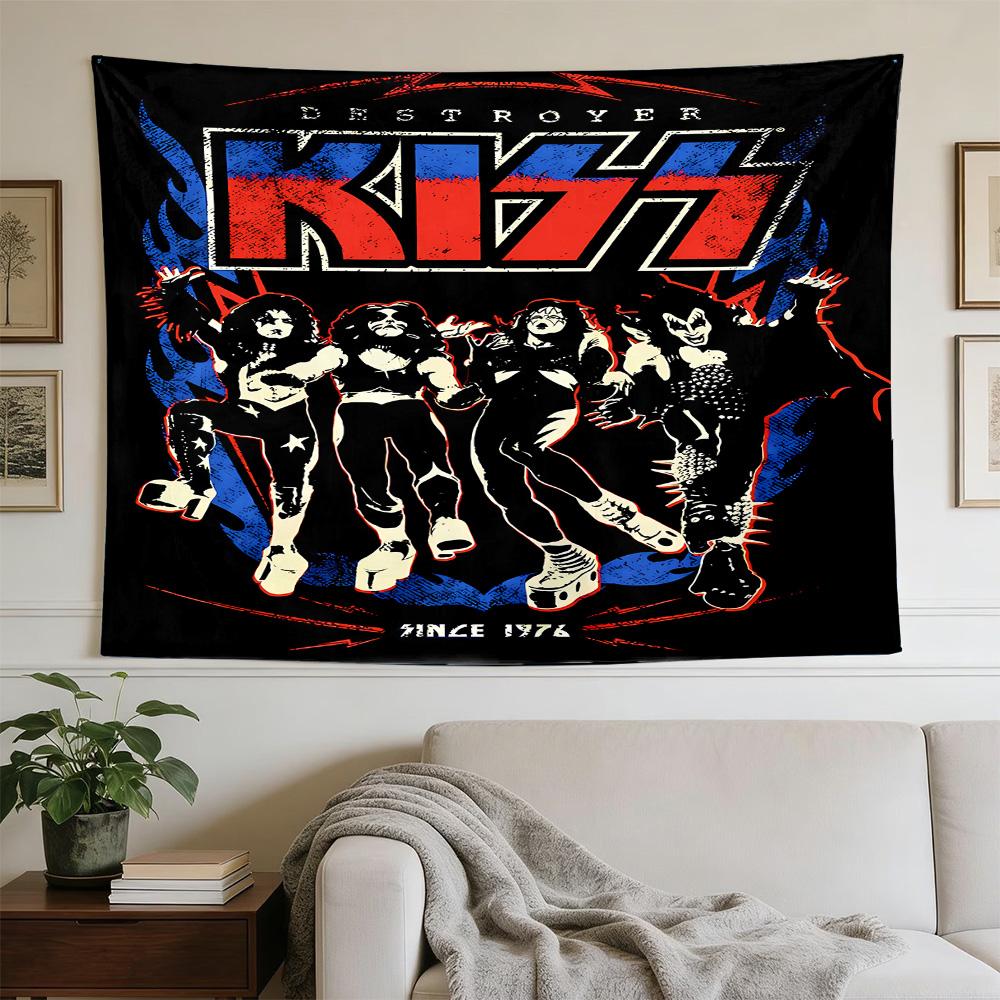 Kiss Band Rock Legends Large Wall Tapestry,Ideal for Office Backdrops, Holiday Gifts, Home Decor (Living Room, Bedroom, Dorm, Parties), and Outdoor Ce