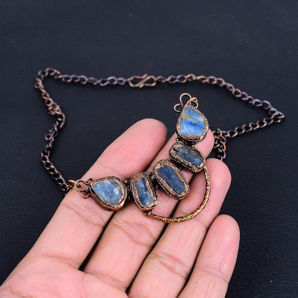 Kyanite Necklace, Gemstone Copper Electroformed Jewelry Necklace, Handmade Jewelry, For Anniversary Gift