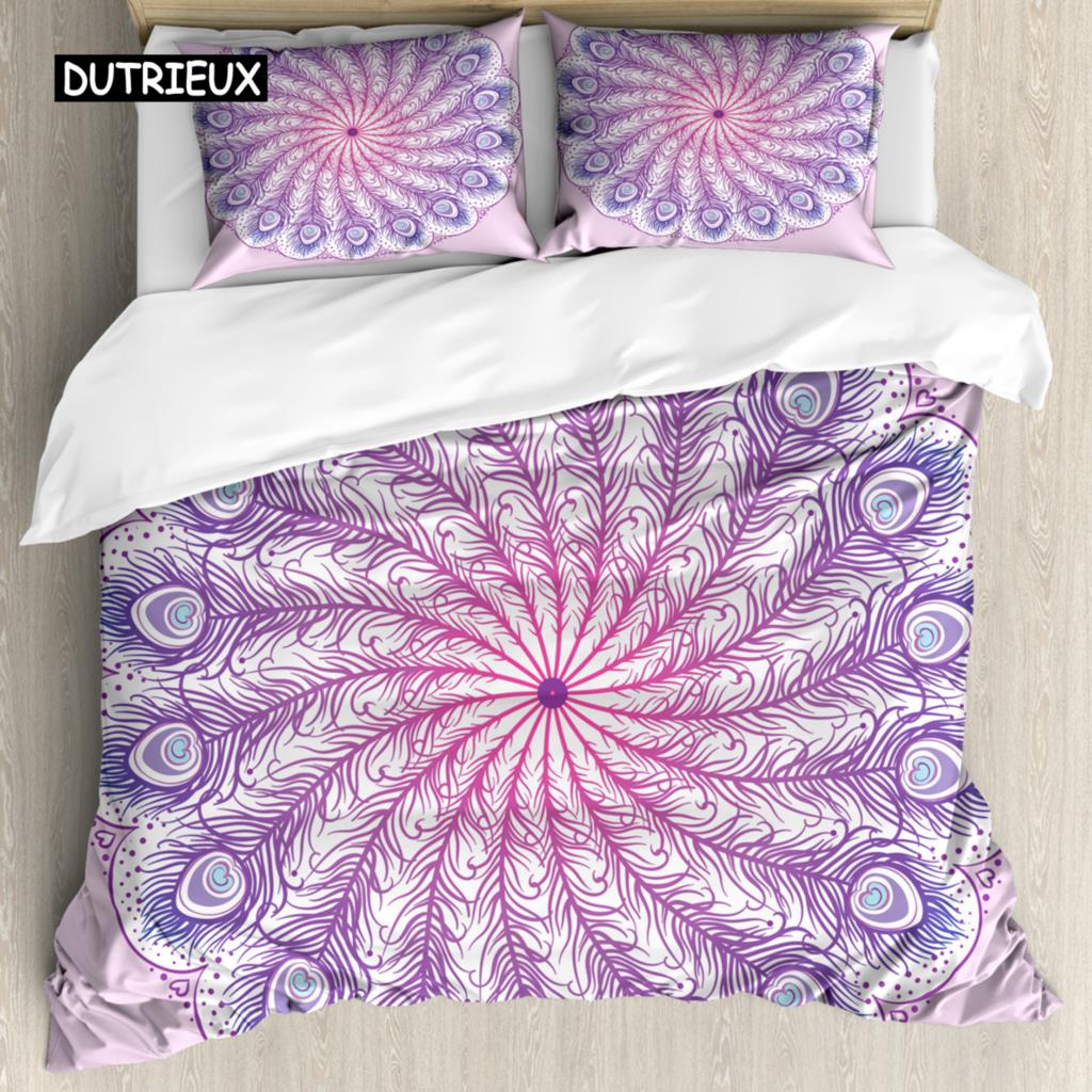 Bohemian 2/3pcs Boho Mandala Bedding Set Twin Queen King Size Comforter Duvet Quilt Cover and Pillowcase Soft Bedclothes