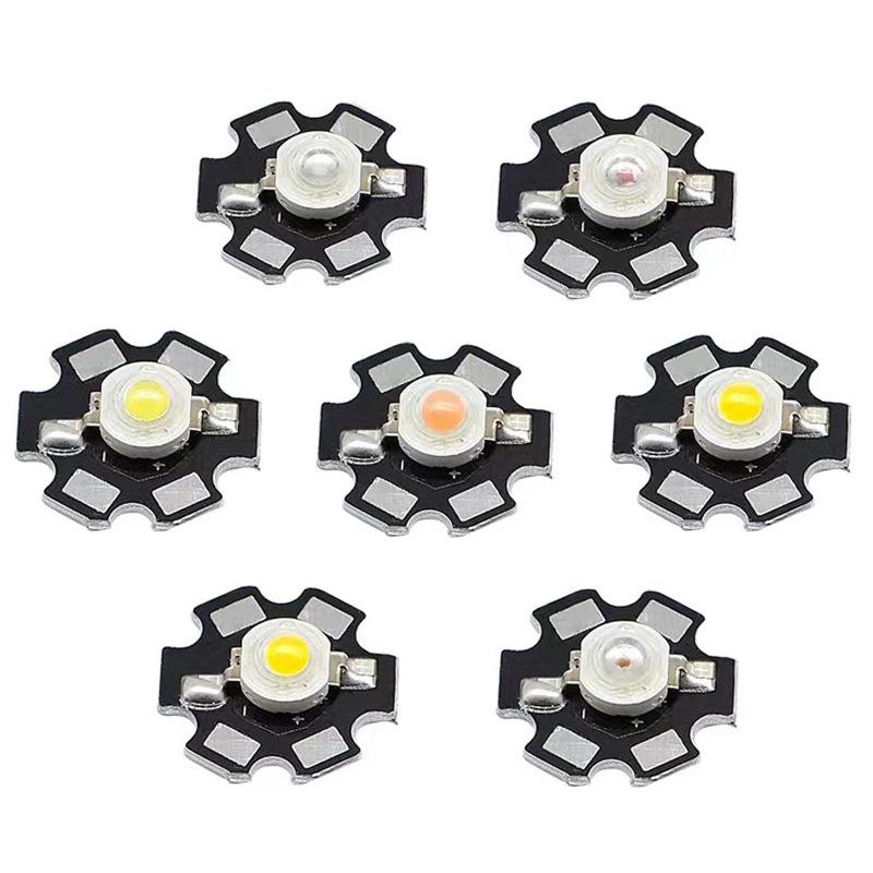 High Power LED Bead: 1W/3W Multicolor Light (White, Red, Blue, Green, Yellow, Warm White) On Copper Aluminum Substrate.