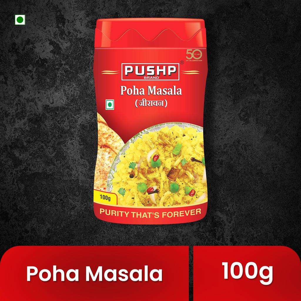 Pushp Poha Masala Authentic Indori Spice Blend For Tangy And Spicy Breakfast Snacks Fruits Raita Seasoning 100g Pack Of 1