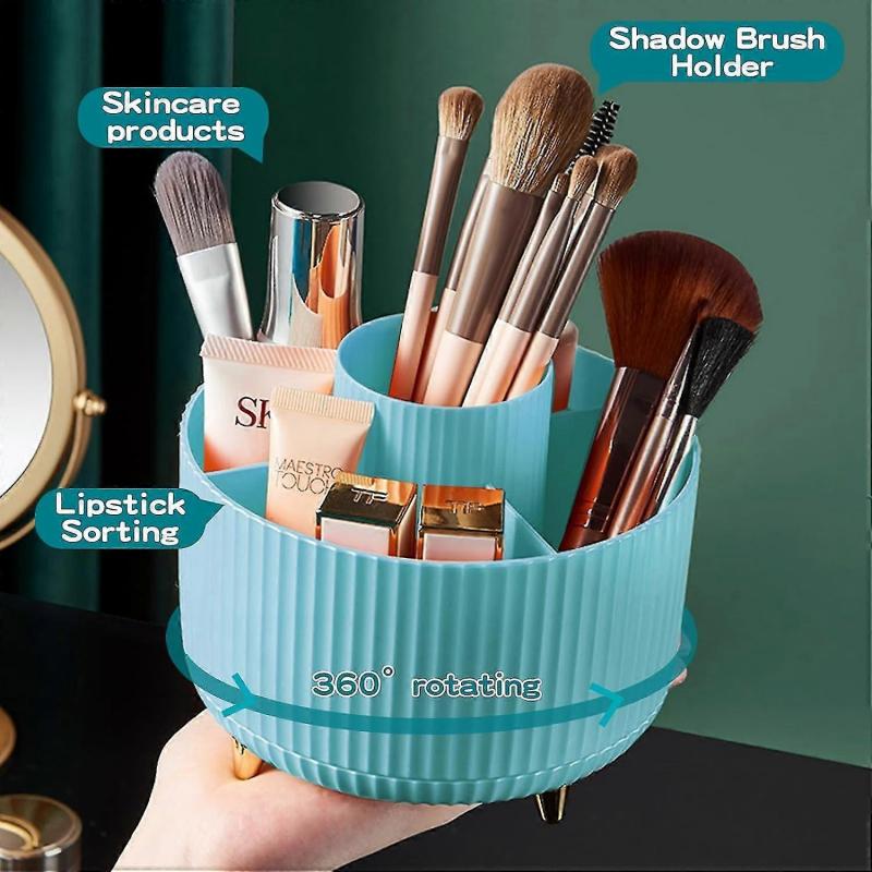 Makeup Brush Holder Organizer 360 Rotate Makeup Organizers Countertop Skincare Storage for Vanity Desktop Bathroom