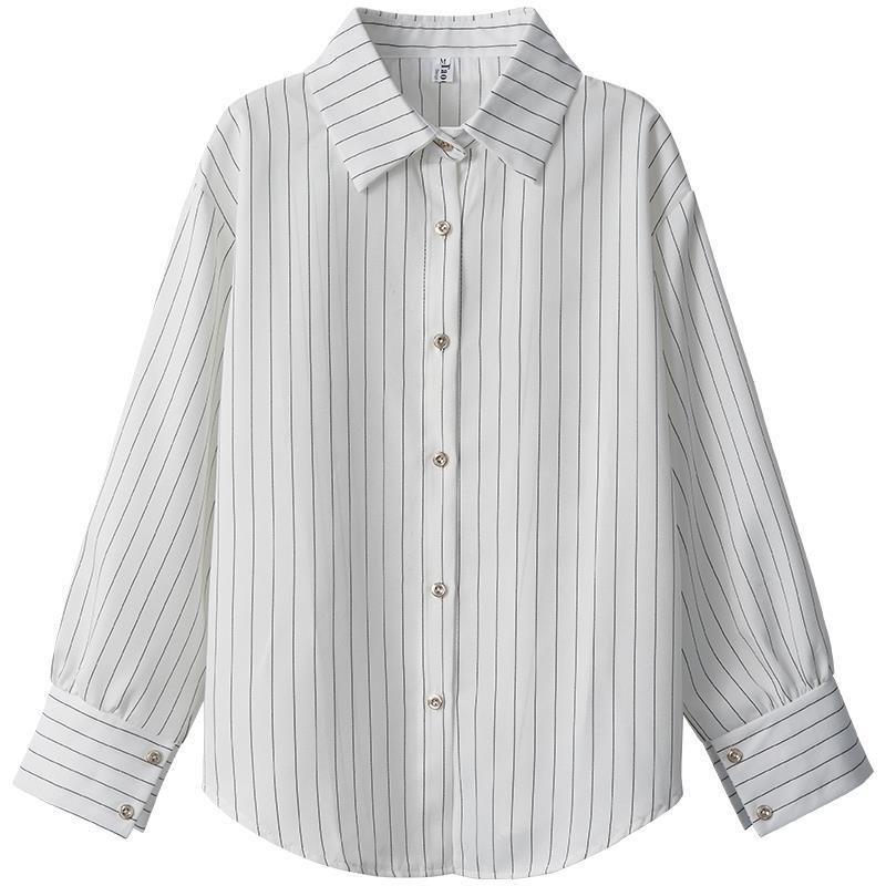 Women's Striped Chiffon Shirt - 2022 Spring/Autumn Niche Design, Light, Professional Style